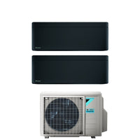 Climatizzatore Condizionatore Daikin Bluevolution Dual Split Inverter serie STYLISH TOTAL BLACKWOOD 7+9 con 2MXM40A R-32 Wi-Fi Integrato 7000+9000 Colore Nero Garanzia Italiana