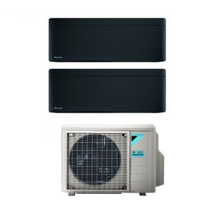 Climatizzatore Condizionatore Daikin Bluevolution Dual Split Inverter serie STYLISH TOTAL BLACK 9+15 con 2MXM50A R-32 Wi-Fi Integrato 9000+15000 Colore Nero Garanzia Italiana