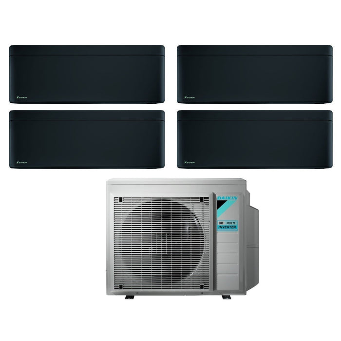 Climatizzatore Condizionatore Daikin Bluevolution Quadri Split Inverter serie STYLISH TOTAL BLACK 9+9+9+12 con 4MXM80N R-32 Wi-Fi Integrato 9000+9000+9000+12000 Colore Nero - Garanzia Italiana