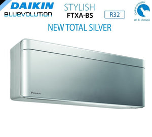 Climatizzatore Condizionatore Daikin Bluevolution Quadri Split Inverter serie STYLISH TOTAL SILVER FTXA-BS 12+12+12+12 con 4MXM80N R-32 Wi-Fi Integrato 12000+12000+12000+12000 colore GRIGIO Garanzia Italiana - Novità 2020