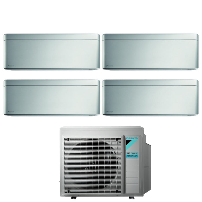 Climatizzatore Condizionatore Daikin Bluevolution Quadri Split Inverter serie STYLISH TOTAL SILVER FTXA-BS 12+12+12+12 con 4MXM80N R-32 Wi-Fi Integrato 12000+12000+12000+12000 colore GRIGIO Garanzia Italiana - Novità 2020