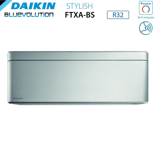 Climatizzatore Condizionatore Daikin Bluevolution Trial Split Inverter serie STYLISH TOTAL SILVER 12+12+12 con 3MXM68N R-32 Wi-Fi Integrato 12000+12000+12000 Colore Grigio - Garanzia Italiana