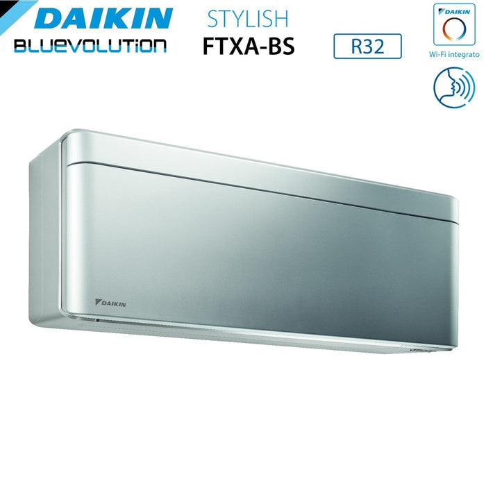 Climatizzatore Condizionatore Daikin Bluevolution Trial Split Inverter serie STYLISH TOTAL SILVER 12+12+12 con 3MXM68N R-32 Wi-Fi Integrato 12000+12000+12000 Colore Grigio - Garanzia Italiana