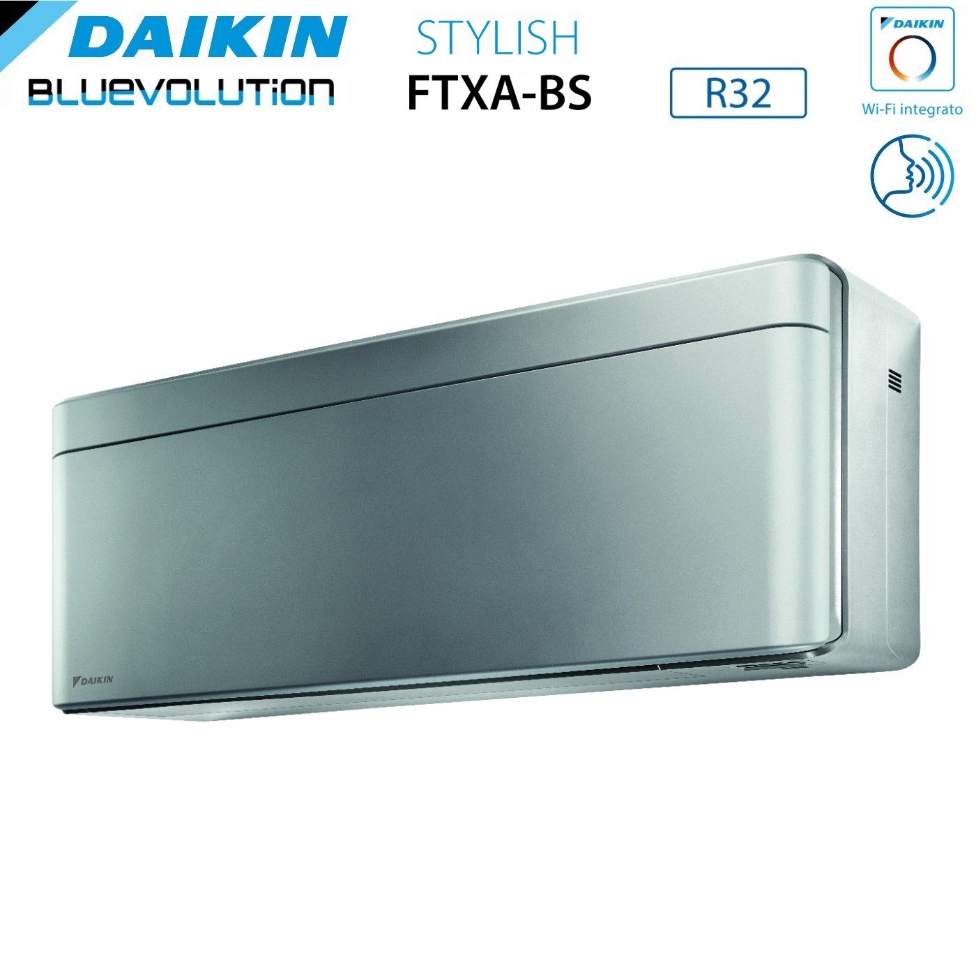 Climatizzatore Condizionatore Daikin Bluevolution Trial Split Inverter serie STYLISH TOTAL SILVER 12+12+12 con 3MXM68N R-32 Wi-Fi Integrato 12000+12000+12000 Colore Grigio - Garanzia Italiana