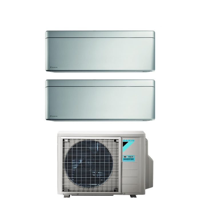 Climatizzatore Condizionatore Daikin Bluevolution Dual Split Inverter serie STYLISH TOTAL SILVER 12+12 con 2MXM68N R-32 Wi-Fi Integrato 12000+12000 Colore Grigio - Garanzia Italiana