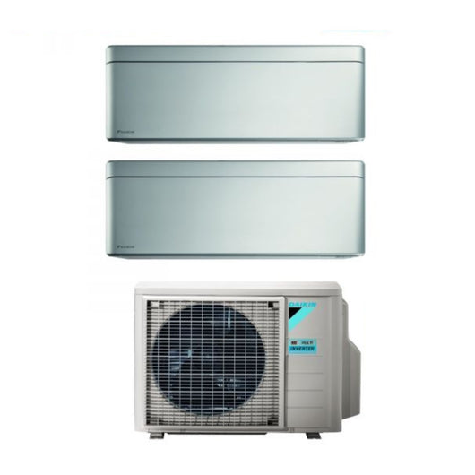 Climatizzatore Condizionatore Daikin Bluevolution Dual Split Inverter serie STYLISH TOTAL SILVER 12+18 con 2MXM50A R-32 Wi-Fi Integrato 12000+18000 Colore Grigio Garanzia Italiana