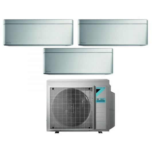 Climatizzatore Condizionatore Daikin Bluevolution Trial Split Inverter serie STYLISH TOTAL SILVER 7+9+9 con 3MXM40N R-32 Wi-Fi Integrato 7000+9000+9000 Colore Argento - Garanzia Italiana