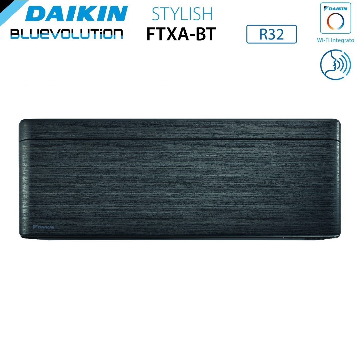 Climatizzatore Condizionatore Daikin Bluevolution Quadri Split Inverter serie STYLISH REAL BLACKWOOD 7+7+7+12 con 4MXM80N R-32 Wi-Fi Integrato 7000+7000+7000+12000 Colore Legno Nero - Garanzia Italiana