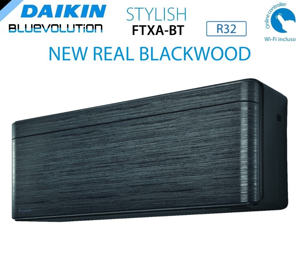 Climatizzatore Condizionatore Daikin Bluevolution Penta Split Inverter serie FTXA-BT STYLISH REAL BLACKWOOD 7+7+7+7+7 con 5MXM90N R-32 Wi-Fi Integrato 7000+7000+7000+7000+7000 Colore Legno Nero - Garanzia Italiana