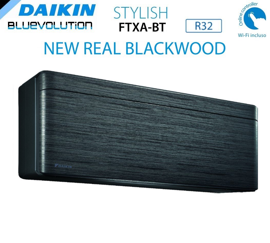 Climatizzatore Condizionatore Daikin Bluevolution Penta Split Inverter serie FTXA-BT STYLISH REAL BLACKWOOD 7+9+9+9+12 con 5MXM90N R-32 Wi-Fi Integrato 7000+9000+9000+9000+12000 Colore Legno Nero - Garanzia Italiana