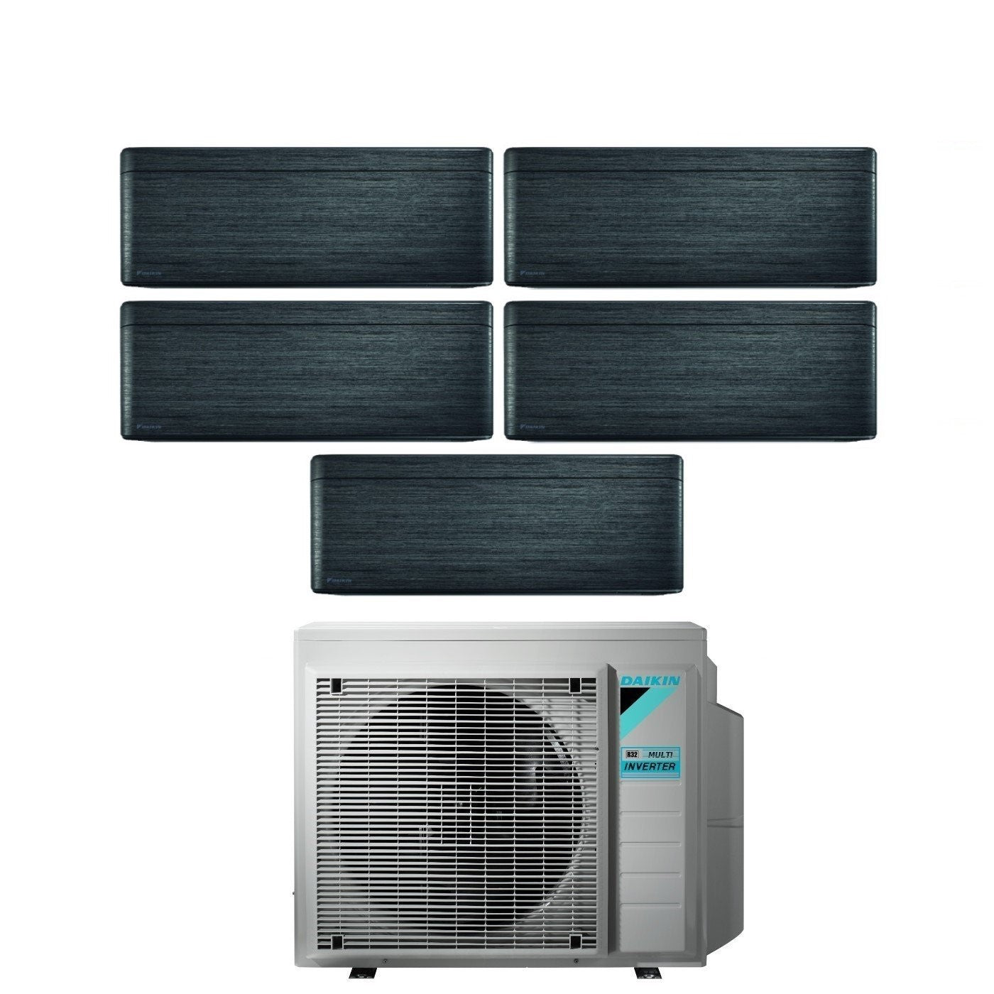 Climatizzatore Condizionatore Daikin Bluevolution Penta Split Inverter serie FTXA-BT STYLISH REAL BLACKWOOD 7+9+9+9+12 con 5MXM90N R-32 Wi-Fi Integrato 7000+9000+9000+9000+12000 Colore Legno Nero - Garanzia Italiana