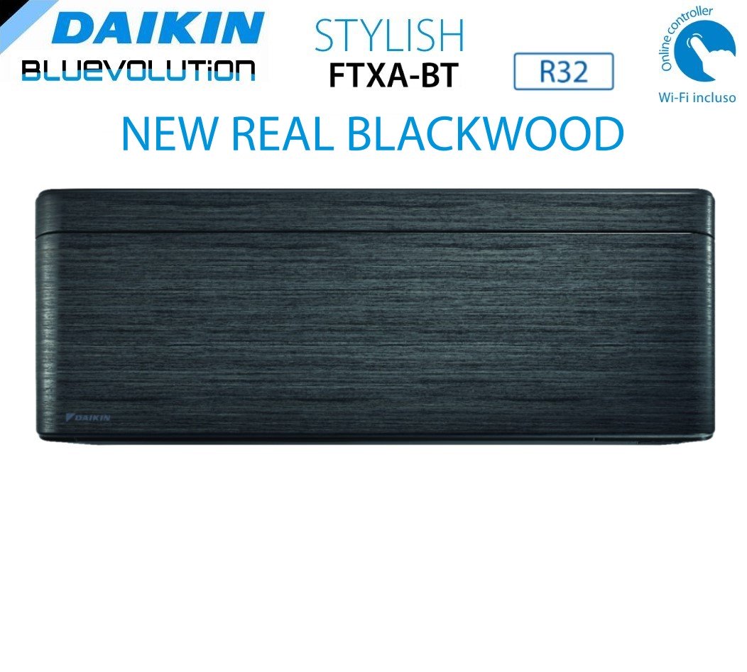 Climatizzatore Condizionatore Daikin Bluevolution Penta Split Inverter serie FTXA-BT STYLISH REAL BLACKWOOD 9+9+9+12+12 con 5MXM90N R-32 Wi-Fi Integrato 9000+9000+9000+12000+12000 Colore Legno Nero - Garanzia Italiana