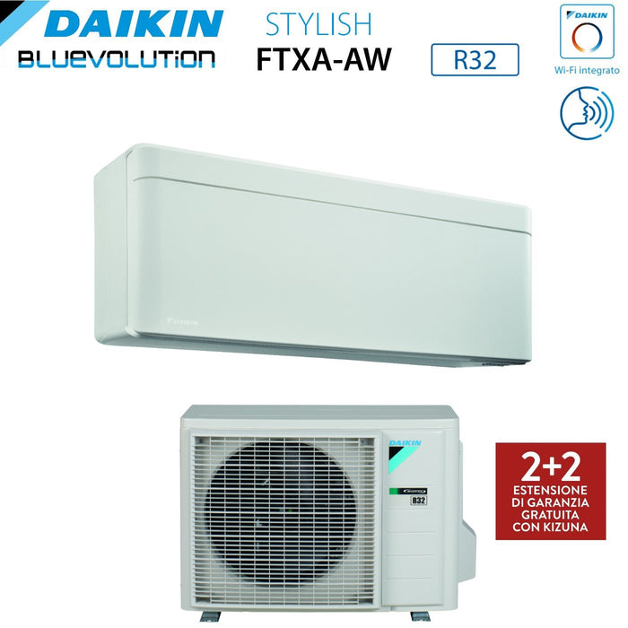 Climatizzatore Condizionatore Daikin Bluevolution Inverter serie STYLISH WHITE 9000 Btu FTXA25AW R-32 Wi-Fi Integrato classe A+++ Colore Bianco - Garanzia Italiana