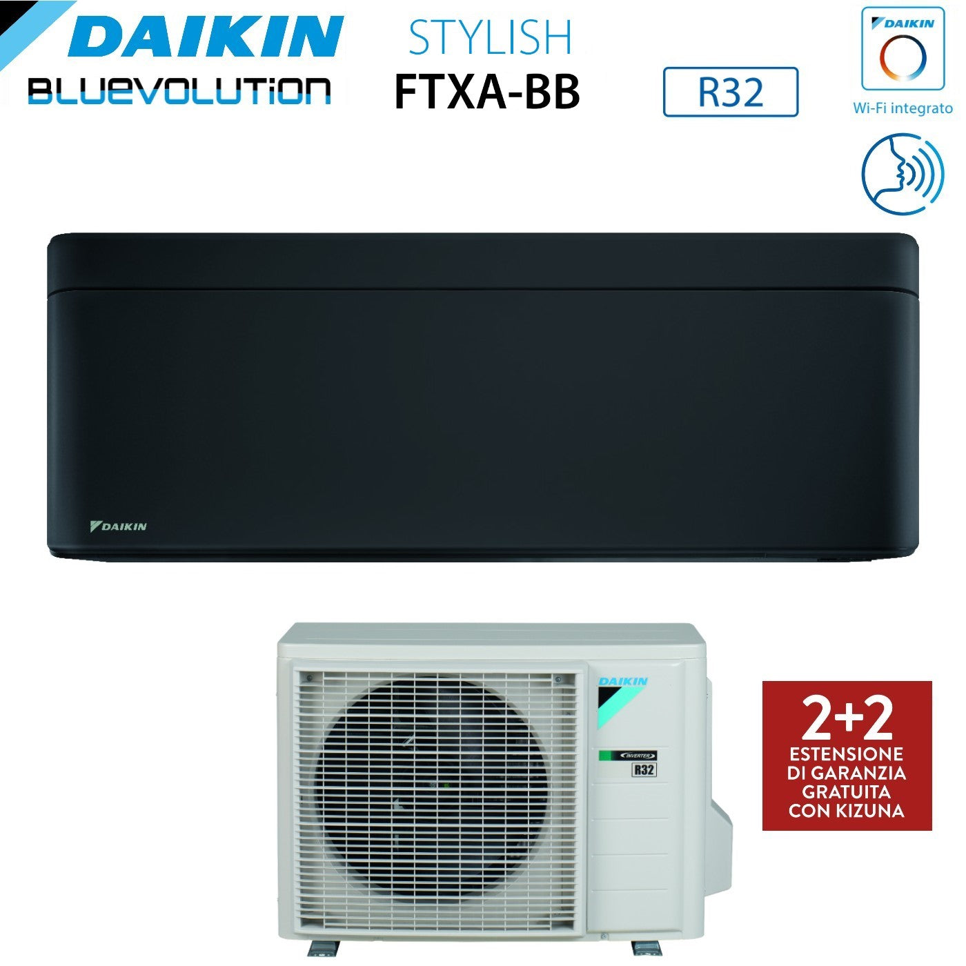 Climatizzatore Condizionatore Daikin Bluevolution Inverter serie STYLISH TOTAL BLACK 15000 Btu FTXA42BB R-32 Wi-Fi Integrato Classe A++ Colore Nero - Garanzia Italiana