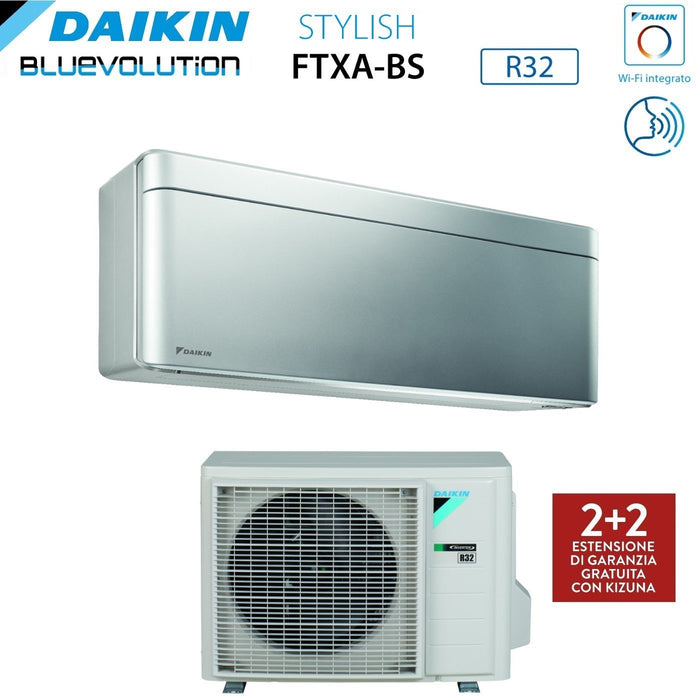 Climatizzatore Condizionatore Daikin Bluevolution Inverter serie STYLISH TOTAL SILVER 15000 Btu FTXA42BS R-32 Wi-Fi Integrato Classe A++ Colore Grigio Garanzia Italiana