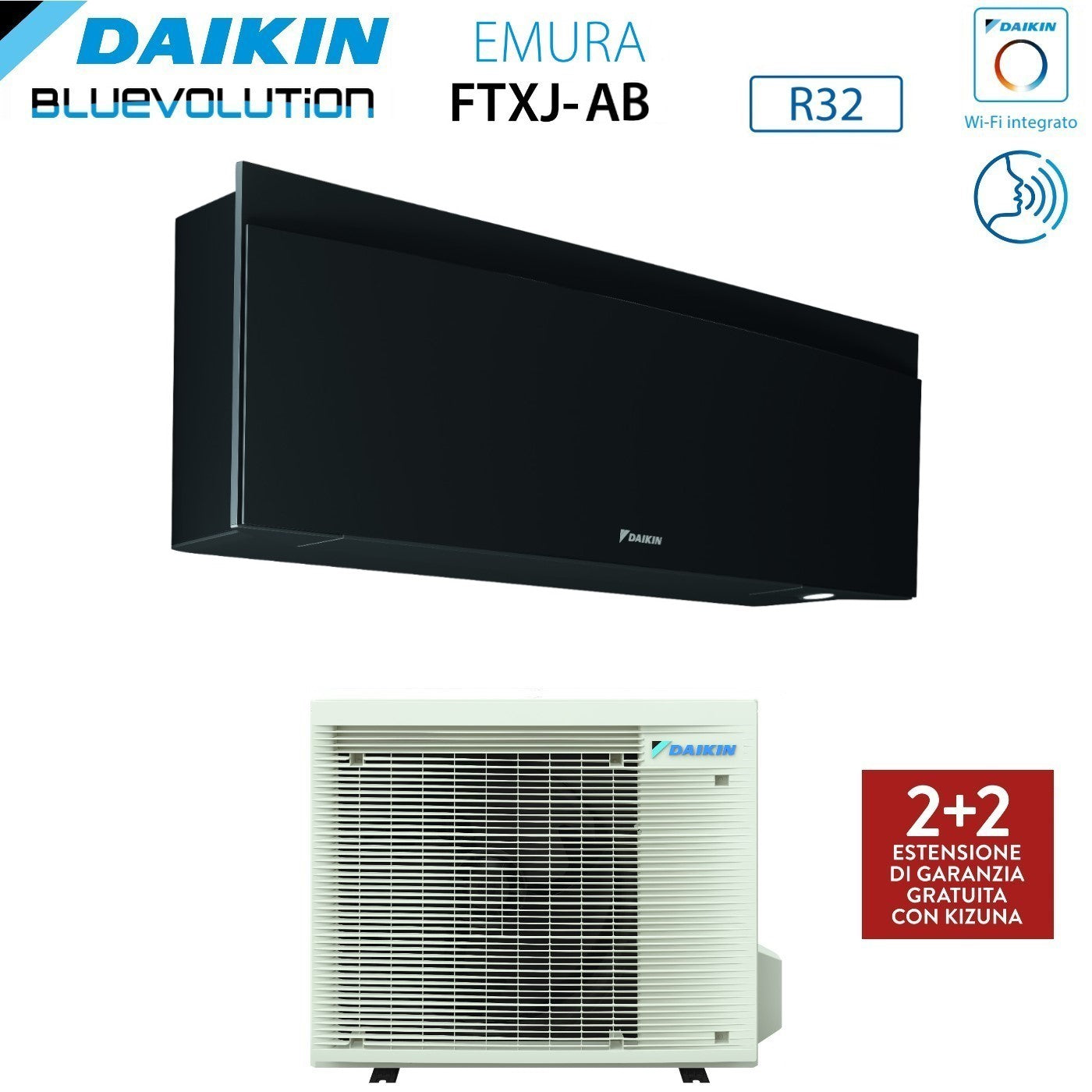 Climatizzatore Condizionatore Daikin Bluevolution Inverter serie EMURA BLACK III 18000 Btu FTXJ50AB R-32 Wi-Fi Integrato classe A+++ Garanzia Italiana  - Novità