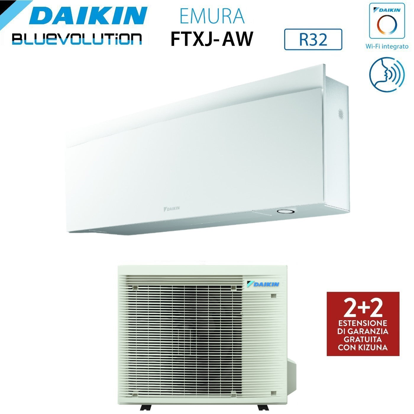 Climatizzatore Condizionatore Daikin Bluevolution Inverter serie EMURA WHITE III 18000 Btu FTXJ50AW R-32 Wi-Fi Integrato classe A++ - Garanzia Italiana  - Novità