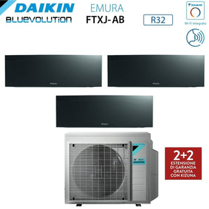 Climatizzatore Condizionatore Daikin Bluevolution Trial Split Inverter serie EMURA BLACK III 12+12+12 con 3MXM68N R-32 Wi-Fi Integrato 12000+12000+12000 Colore Nero - Garanzia Italiana