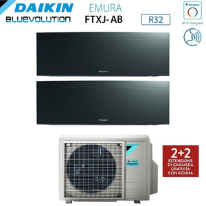 Climatizzatore Condizionatore Daikin Bluevolution Dual Split Inverter serie EMURA BLACK III 12+12 con 2MXM68N R-32 Wi-Fi Integrato 12000+12000 Colore Nero - Garanzia Italiana