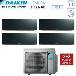 Climatizzatore Condizionatore Daikin Bluevolution Quadri Split Inverter serie EMURA BLACK III 7+7+7+9 con 4MXM80N R-32 Wi-Fi Integrato 7000+7000+7000+9000 Colore Nero  - Garanzia Italiana