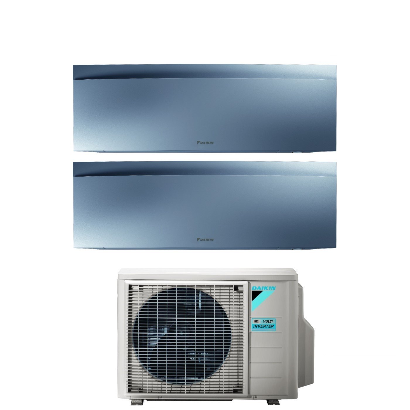 Climatizzatore Condizionatore Daikin Bluevolution Dual Split Inverter serie EMURA SILVER III 12+15 con 2MXM68N R-32 Wi-Fi Integrato 12000+15000 Colore Argento - Garanzia Italiana