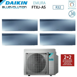 Climatizzatore Condizionatore Daikin Bluevolution Quadri Split Inverter serie EMURA SILVER III 7+7+12+15 con 4MXM80N R-32 Wi-Fi Integrato 7000+7000+12000+15000 Colore Argento  - Garanzia Italiana