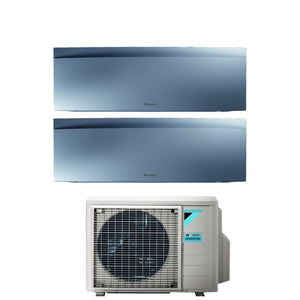 Climatizzatore Condizionatore Daikin Bluevolution Dual Split Inverter serie EMURA SILVER III 7+7 con 2MXM40A R-32 Wi-Fi Integrato 7000+7000 Colore Argento Garanzia Italiana