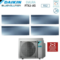 Climatizzatore Condizionatore Daikin Bluevolution Quadri Split Inverter serie EMURA SILVER III 7+9+9+18 con 4MXM80N R-32 Wi-Fi Integrato 7000+9000+9000+18000 Colore Argento  - Garanzia Italiana