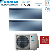 Climatizzatore Condizionatore Daikin Bluevolution Dual Split Inverter serie EMURA SILVER III 9+18 con 2MXM68N R-32 Wi-Fi Integrato 9000+18000 Colore Argento - Garanzia Italiana