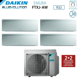 Climatizzatore Condizionatore Daikin Bluevolution Quadri Split Inverter serie EMURA WHITE III 12+12+12+12 con 4MXM80N R-32 Wi-Fi Integrato 12000+12000+12000+12000 Colore Bianco  - Garanzia Italiana