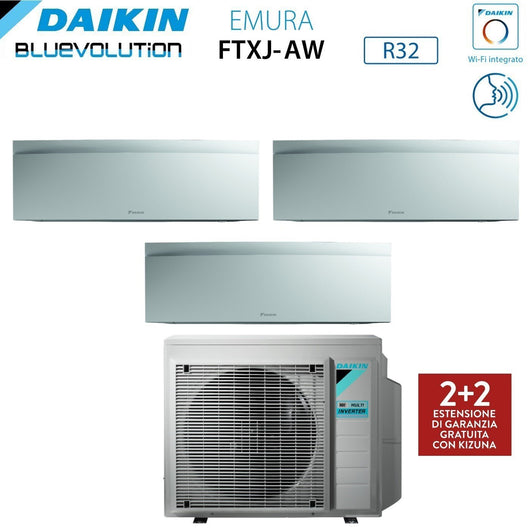 Climatizzatore Condizionatore Daikin Bluevolution Trial Split Inverter serie EMURA WHITE III 12+12+12 con 3MXM68N R-32 Wi-Fi Integrato 12000+12000+12000 Colore Bianco Opaco - Garanzia Italiana