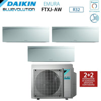 Climatizzatore Condizionatore Daikin Bluevolution Trial Split Inverter serie EMURA WHITE III 7+12+12 con 3MXM68N R-32 Wi-Fi Integrato 7000+12000+12000 Colore Bianco Opaco - Garanzia Italiana