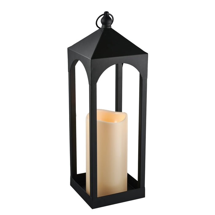 Lanterna Vienna con candela LED nera 50,5 cm.