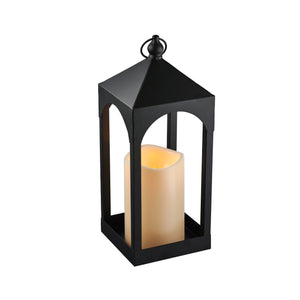 Lanterna Vienna con candela LED nera 40,5 cm.