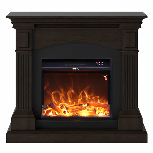 Caminetto Fuego Galia Wenghe a Parete Con Cornice Telecomando e Bruciatore 1500w Wenge