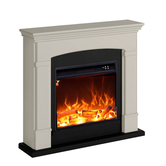 Caminetto Fuego Monica Beige a Parete Con Cornice Telecomando e Bruciatore 1500w Beige