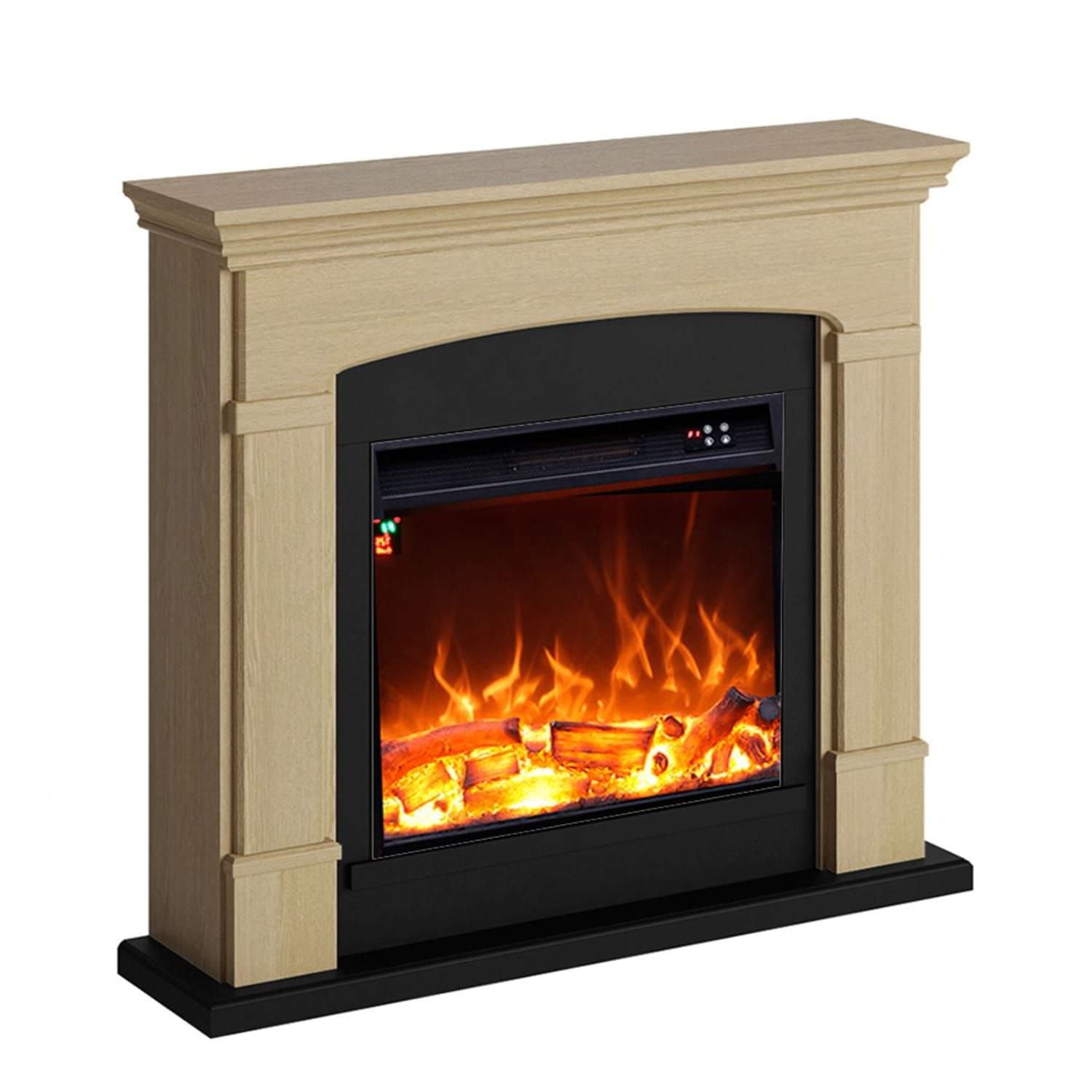 Caminetto Fuego Monica Rovere 1500w a Parete Con Cornice Telecomando e Bruciatore 1500w Rovere