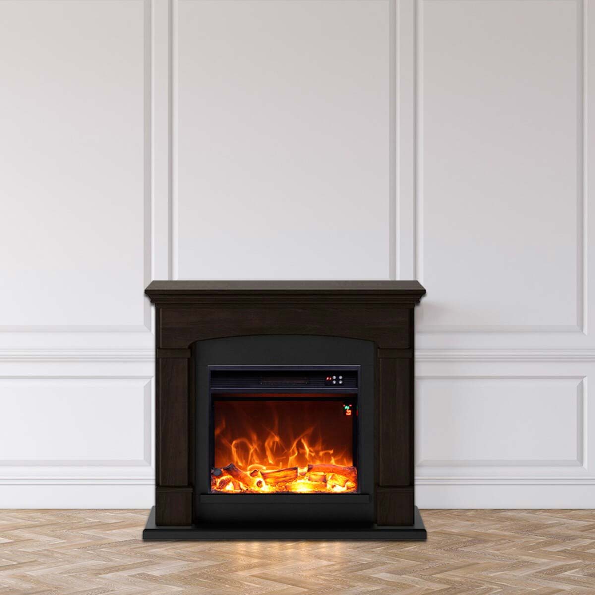 Caminetto Fuego Monica Wenghe 1500w a Parete Con Cornice Telecomando e Bruciatore 1500w Wenge