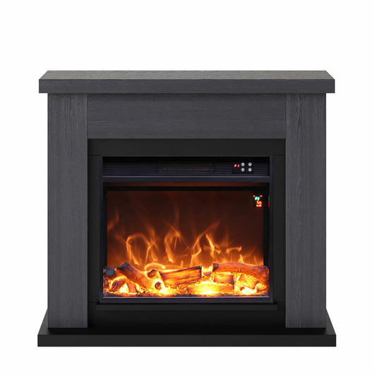 Caminetto Fuego Paolo Gris 1500w a Parete Con Cornice Telecomando e Bruciatore 1500w Grigio Scuro