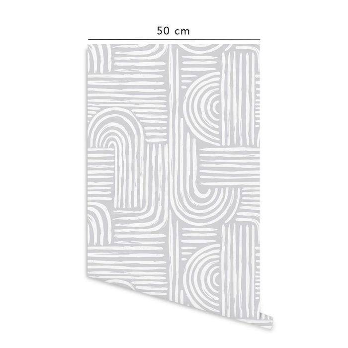 Carta da parati adesiva Maze in vinile grigio cenere- 1 rotolo 50x300 cm-Decochic