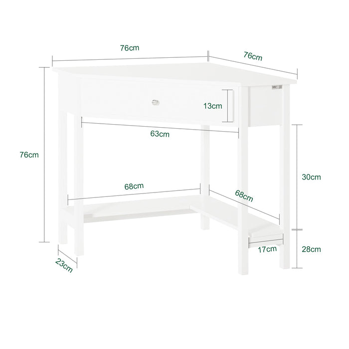 Tavolo angolare,Tavolo Consolle, con cassetto, bianco,triangolo,FWT31-W 