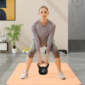 Kettlebell per Allenamento 4 kg in Plastica e Sabbia Nero