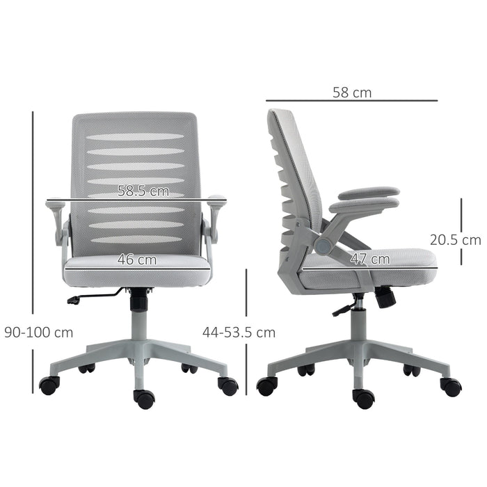 Sedia da Ufficio Ergonomica con Altezza Regolabile e Braccioli Sollevabili   Grigio