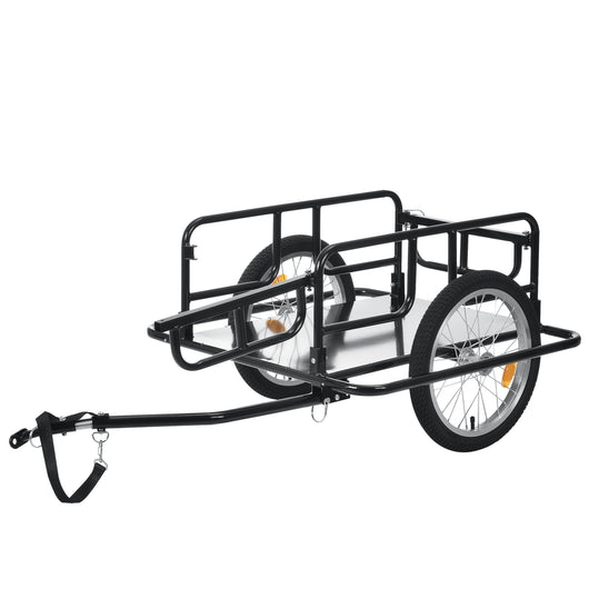 Rimorchio Cargo per Bicicletta 130 x 72 x 49 cm Carrello Trasporto per Bici con Telaio in Acciaio Carico Max. 40 kg -