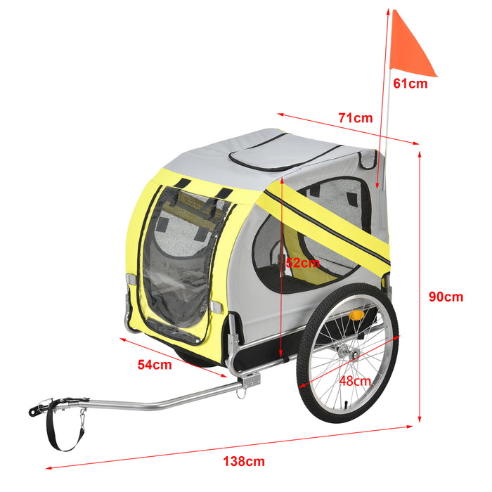 Rimorchio per Bicicletta per Trasporto Cani 138 x 71 x 90 cm Carrello per Trasporto Animali Domestici Carico Max.26 kg -