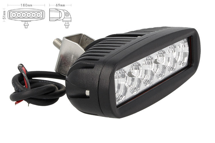 Fanale Luci Diurne A Led DRL Work Light Faro Da Lavoro 12V 24V 18W (6X3W) IP67 Bianco