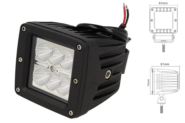 Fanale Luci Diurne A Led DRL Work Light Faro Da Lavoro Quadrato 12V 24V 24W (6X4W) IP67 Bianco