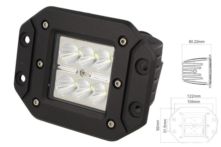 Fanale Luci Diurne A Led DRL Work Light Faro Da Lavoro Rettangolare 12V 24V 24W (6X4W) IP67 Bianco