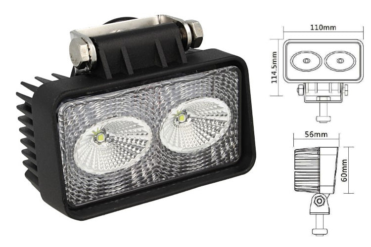 Fanale Rettangolare Luci Diurne A Led DRL Work Light Faro Da Lavoro 12V 24V 20W (2X10W) Cree IP67 Bianco