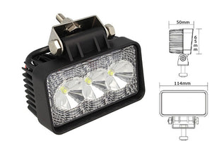 Fanale Rettangolare Luci Diurne A Led Work Light Faro Da Lavoro 12V 24V 9W (3X3W) IP67 Bianco